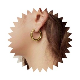 Enautoabs Gold Hoop Earrings Small Hoop Huggie Earrings Metal Chunky Hoop Earrings Minimalist Gold Earrings Hammered Round Hoop Earrings Jewelry for Women