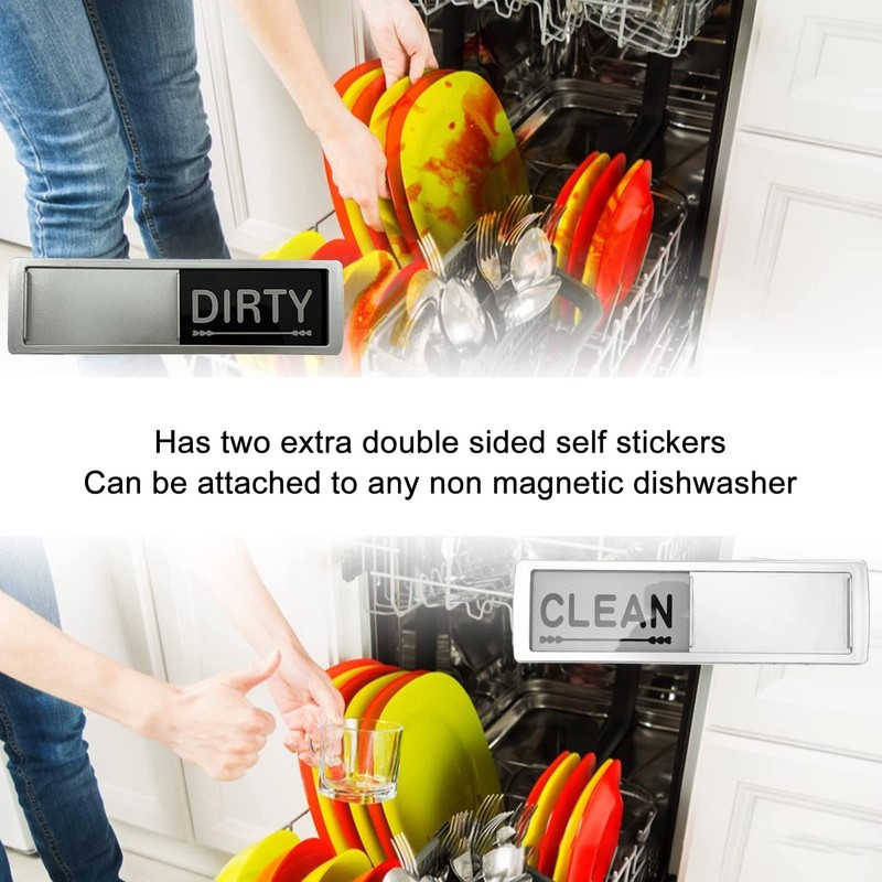Clean Dirty Sign Dishwasher Magnet, Easy to Read Clean Dirty