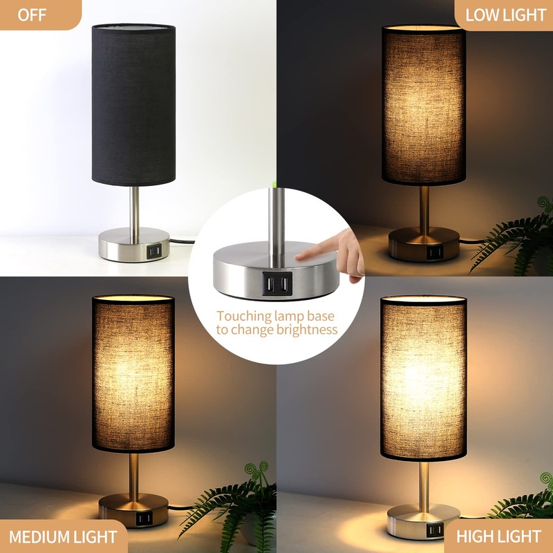 Bedside Lamp with USB Port - Touch Control Table Lamp