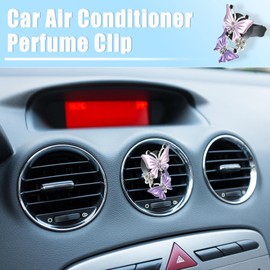 X AUTOHAUX Car Air Conditioner Butterfly Shape Clips Outlet Vent Purple