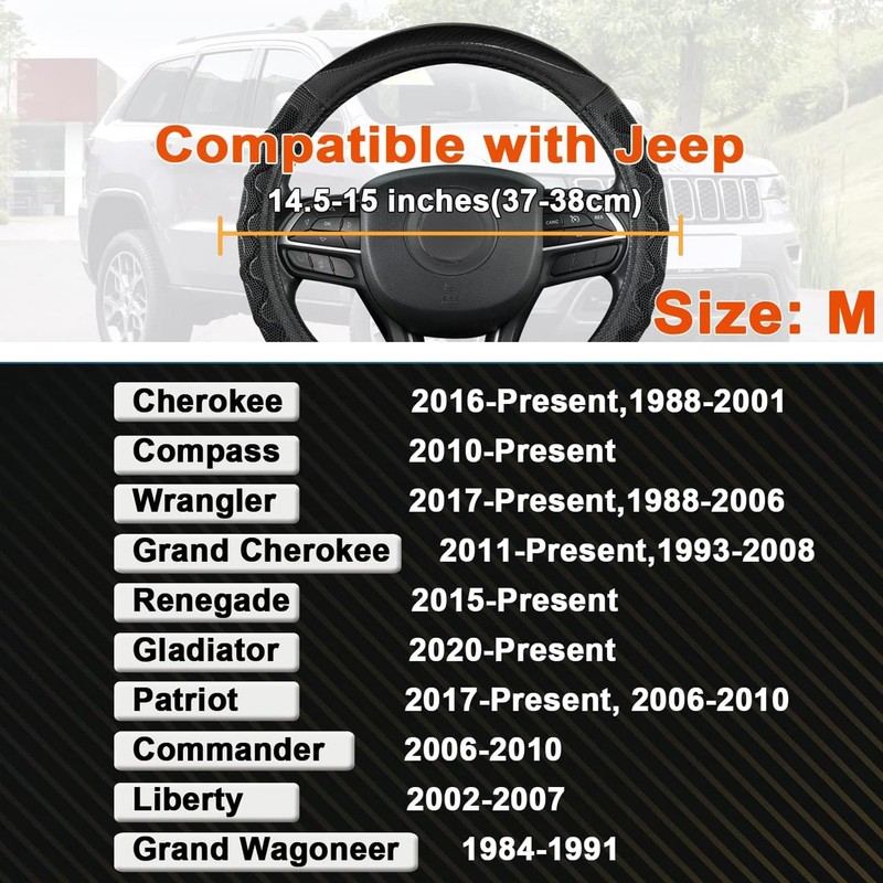 GIANT PANDA Steering Wheel Cover for Jeep Wrangler, Car Steering