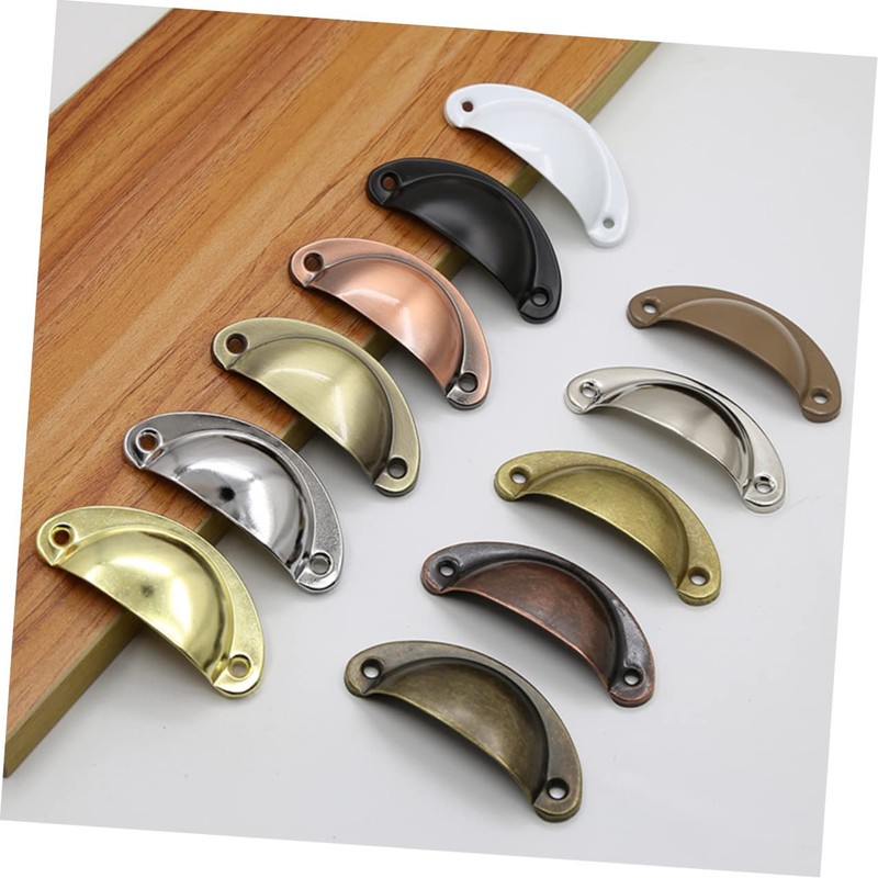 LALAFINA 12pcs Furniture Drawer Handles Semi-Circular Hampton Style Knobs Shell