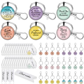 Sinmoe 24 Sets Thank You Gifts Employee Appreciation Gifts Included Thank You Glass Keychain Best Wishes Cards Organza Bags for Christmas Colleagues Teacher Staff Nurse Leaving Gifts