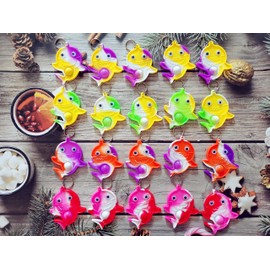 20 Packs Bulk Shark Mini pop Fidget Keychain, Birthday Halloween Party Favors Classroom Student Prize, Gift for Boys and Girls Kids