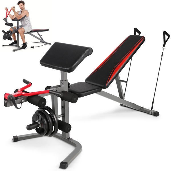Aceshin 900LBS Adjustable Weight Bench with Preacher Curl Pad &