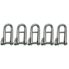 MarineNow 316 Stainless Steel Captive Key Pin Halyard D-Shackle with Bar Choose Size and Quantity (06 mm (1/4"), 05-Pack)