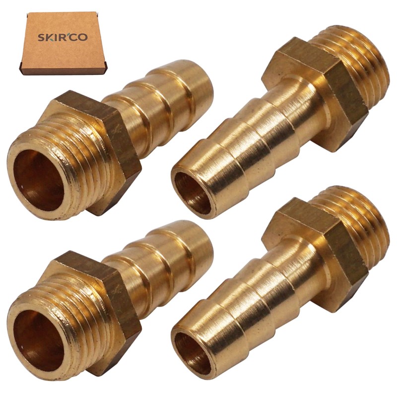 SKIR'CO 4 pcs Male Thread Barb Brass Fitting 1/4" x