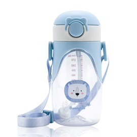 Bunnytoo Baby Weighted Straw Sippy Cup,Transition Bottle for 1+ Year Old,Spill-Proof Toddlers Cup with Shoulder Strap,BPA-FREE,10oz(Apricot)