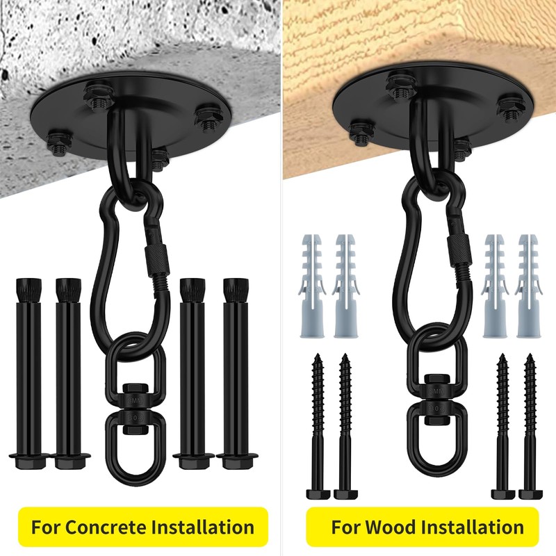 Morzejar Heavy Duty Ceiling Hook 360° Rotatable Black Heavy Hook