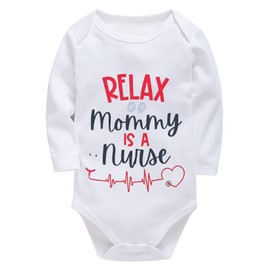 WOOYONGING Relax My Mom Is A Nurse Newborn Outfits for Baby Boys Long Sleeve Home from Hospital Baby Girl Outfit 6 Month
