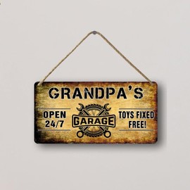 Grandpa's Garage Sign Grandpa Gifts Papa Gifts For Grandpa Grandpa's Garage Toys Fixed For Free Wooden Sign Vintage Papas Fix It Shop Sign Mechanic Signs Woodworking Gifts 6x12 Inch
