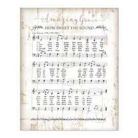 Amazing Grace Sheet Music Rustic Wood Wall Sign (12x15)