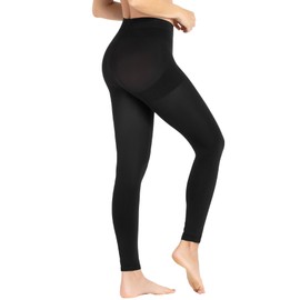 CURVEEZ Shapewear for Women Tummy Control Seamless Mid Waisted Light Compression Footless Tights Leggings Black