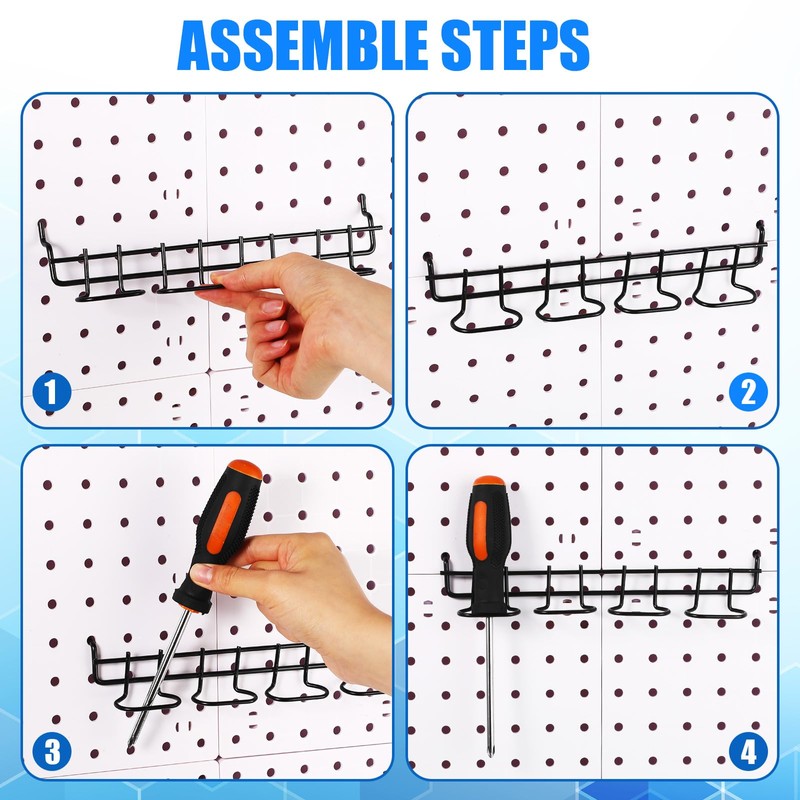 Coume 4 Pieces Pegboard Screwdriver Holders, Stainless Steel Pegboard Pliers