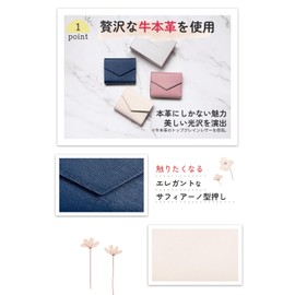 Ambitions Mini Wallet, Tri-Fold (Genuine Leather Luster and Glossy, Won't Break Bills, Won't Bulge), Genuine Leather, Women's, Lightweight, Compact, navy