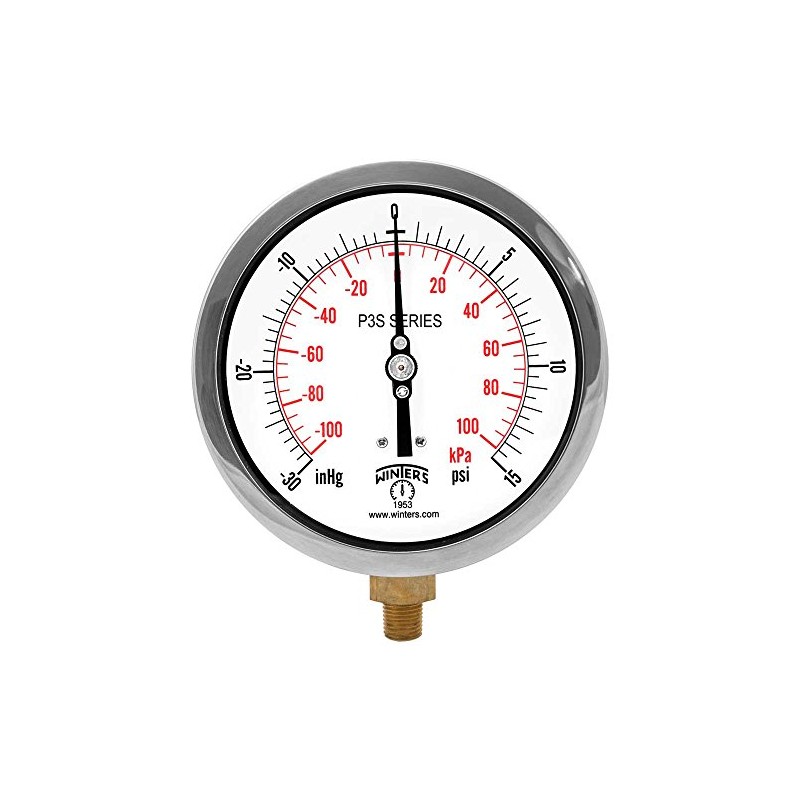 Winters P3S 300 Series Aluminum Dual Scale Pressure Gauge with