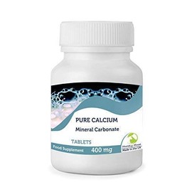 Pure Calcium Carbonate 400mg Mineral Vitamin Food Supplement 90 Tablets Pills Healthy Bones and Teeth Nutrition Supplements Britain Quality in Bottlles HEALTHY MOOD UK