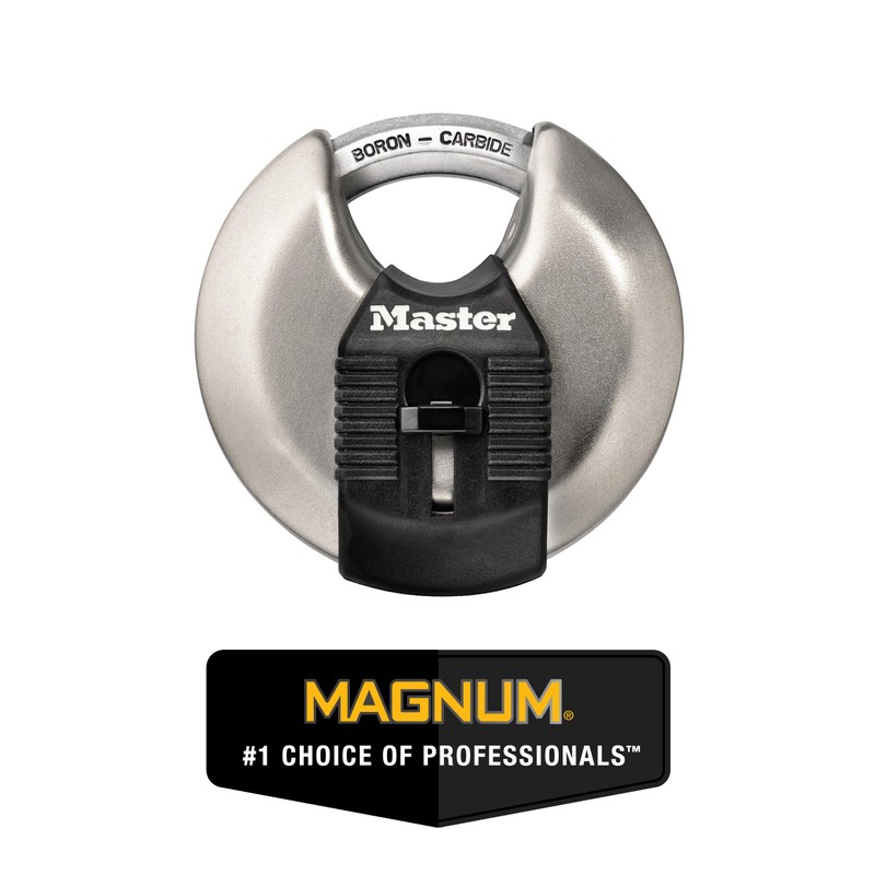 Master Lock Magnum Heavy-Duty Stainless-Steel Discus Padlock with Keys, Keyed