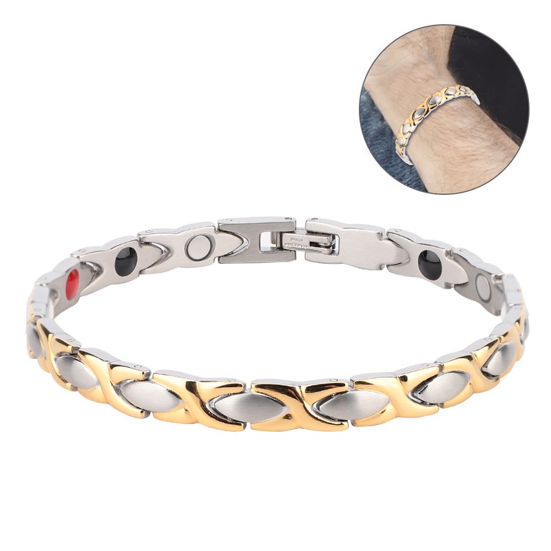 Women Men Stylish Titanium Steel Health Care Magnets Germanium Bracelet