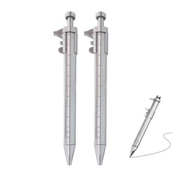 yowodana Vernier Caliper Pen (Set of 2) Digital Caliper Ballpoint Pen, Multi-functional, Gel Ink Pen, Measuring Ruler, Vernier Caliper Roller, Practical Stationery, Measuring Tool, 0-100mm