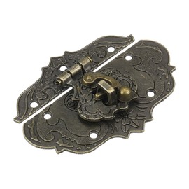 sourcing map Hasp Clasp Latch Lock, 76 x 56mm Decorative Retro Toggle Latch Zinc Alloy Hasp Lock with Swing Arm for Jewelry Box Suitcase Toolbox Wooden Case, Bronze