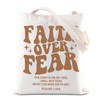 TSOTMO Faith Over Fear Tote Bag Bible Verse Gift Faith