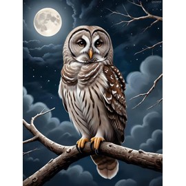 QAZWSX Owl Diamond Art Kits for Adults, Owl DIY 5D Round Full Drill Diamond Painting, Animals Gem Art Kits for Home Wall Decor, Bird Diamond Dots Kit 12x16 Inch