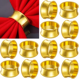 48 Pcs Gold Napkin Rings Set Metal Napkin Holder Rings Holiday Rhinestone Delicate Napkin Buckle for Christmas Thanksgiving Easter Wedding, Dinner, Party, Receptions, Family Gathering Table Setting