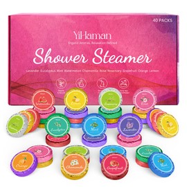 YiHaman 40PCS Shower Steamers Aromatherapy for Women or Men, 10 Scents Organic Shower Bombs Mothers Day Gifts, Girls SPA Self Care, Relaxation with Organic Essential Oils, Birthday Gift for Women