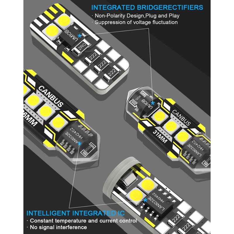 11 Pieces Interior LED Lights Replacement for Mitsubishi Outlander 2022-2024
