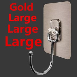 Large Adhesive Hooks 22Ib(Max),Waterproof and Rustproof Wall Hooks for Hanging Heavy Duty,Stainless Steel Towel and Coats Hooks to use Inside Kitchen Bathroom Home and Office 8 Pack (Transparent)
