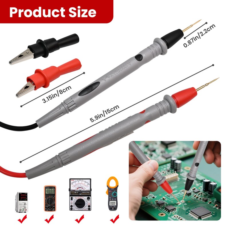 Digital Multimeter with Precision Sharp Leads, 1000v 20a Clamp Tester,