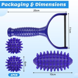 LOPHE Handheld Massage Roller, Hedgehog Ball Massage Roller with 2 Interchangeable Massage Balls, Yoga Muscle Relaxation Stick for Shoulder, Arms, Buttocks, Muscle Relax Massager