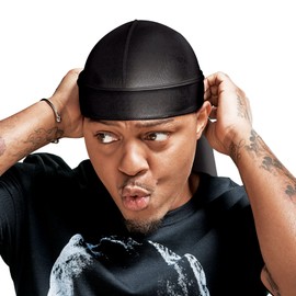 RED by Kiss Bow Wow X パワーウェーブ エクストリームシャイン シルキーデュラグ メンズ ウェーブシルキードゥーラグ (ブラック)