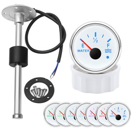 Marine Sailboat 52mm (2'') Water Level Tank Gauge with 7 Colors Backlights 12V 24V with 275mm Water/Fuel Level Sending Unit Sender Sensor