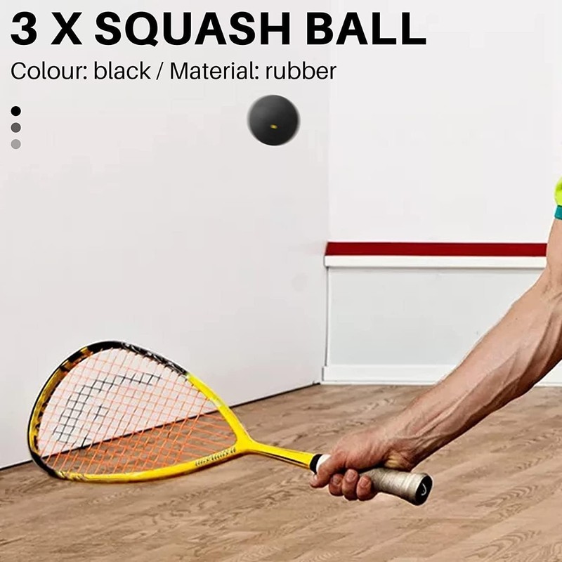 3PCS One Yellow Dot Squash Low Speed Sports Rubber Balls