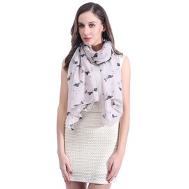 Lina & Lily Damen Schal mit Deutscher Schäferhund Hundemuster (Beige)