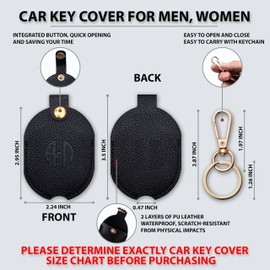 ANHBKAR Leather Keys Sleeve for Broken Car Key Loop Replacement - Cute Keychain Cover - Protector, Holder for Men & Women (XLarge - Black 01)