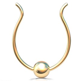 Gold Fake Septum Piercing - 3mm Bead Septum Fake Jewelry- Clip-On Septum Ring