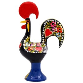 Galos 10 Inch Good Luck Portuguese Rooster Barcelos Metallic Figurine for Kitchen Decor (Black),1-10-25.5CMRD