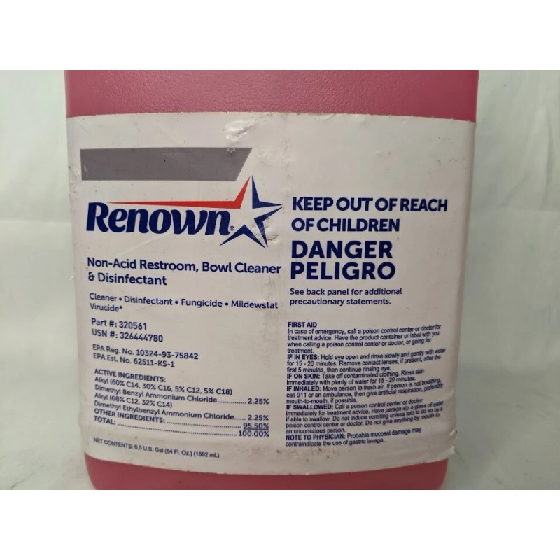 Renown REN010 Non-Acid Restroom & Bowl Cleaner Disinfectant 64 oz