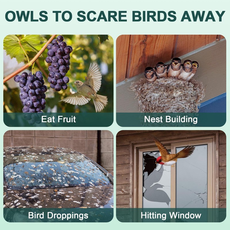 Vicsiyi Owls to Keep Birds Away: 2Pack Fake Owls with