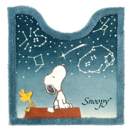 Senko Snoopy 34363 Snoopy Starry Sky Toilet Mat, Approx. 23.6 x 23.6 inches (60 x 60 cm), Blue, Character Animal, Snoopy