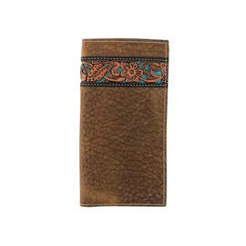 ROPER Western Wallet Men Pebble Grain Floral Tool Rodeo Tan 8152000