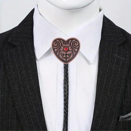Jeilwiy Womens Bolo Tie Vintage Heart Bolo Tie Lotus Flower Rodeo Bolo Tie for Women Western Bolero Ties Cowgirl Necktie
