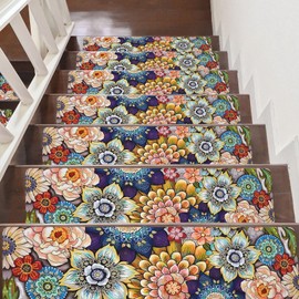 Non Slip Carpet Stair Treads for Wooden Steps Indoor, 15 Pack Stair Runners Covers Staircase Step Rugs Stair Mats for Kids Elders and Dog