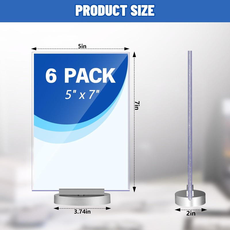 6 Pcs Acrylic Rotating Sign Holder Double Sided Swivel Sign