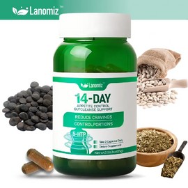 LANOMIZE Gut Health Complex – Delayed-Release Probiotics, White Kidney Bean Extract & 5-HTP | 60 Capsules