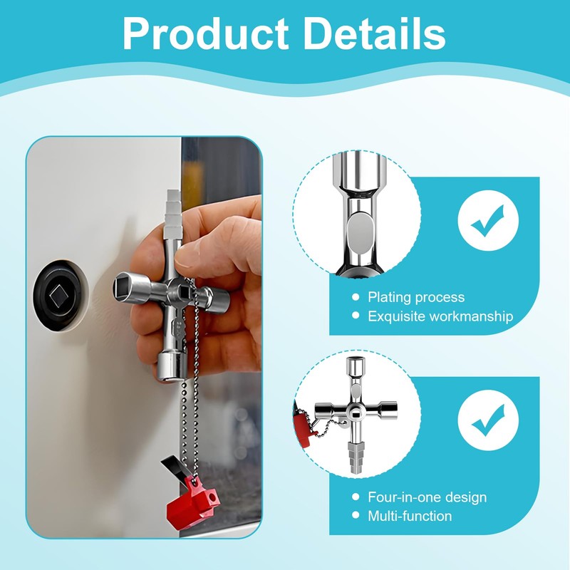 tiyiyok Cross Key 4-Point Control Cabinet Key, Square Key, Triangular