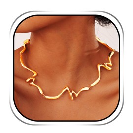 Handcess Boho Gold Necklace Choker Necklaces Chain Statement Necklace for Women, One Size, Metal, No Gemstone